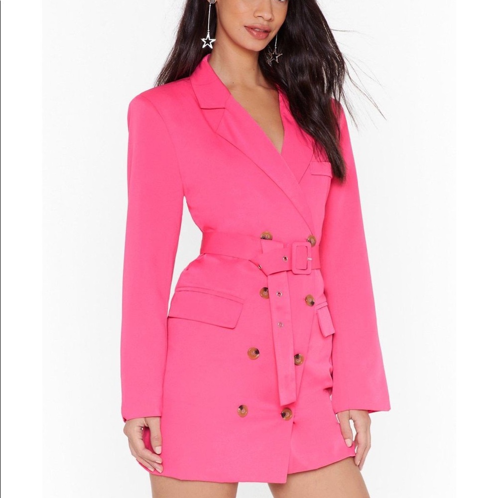 NastyGal Oversized Blazer Dress Pink